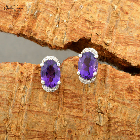 STS Jewels 10k Yellow Gold Amethyst Diamond Earrings 2.1g w 14k Butterfly  Backs | eBay